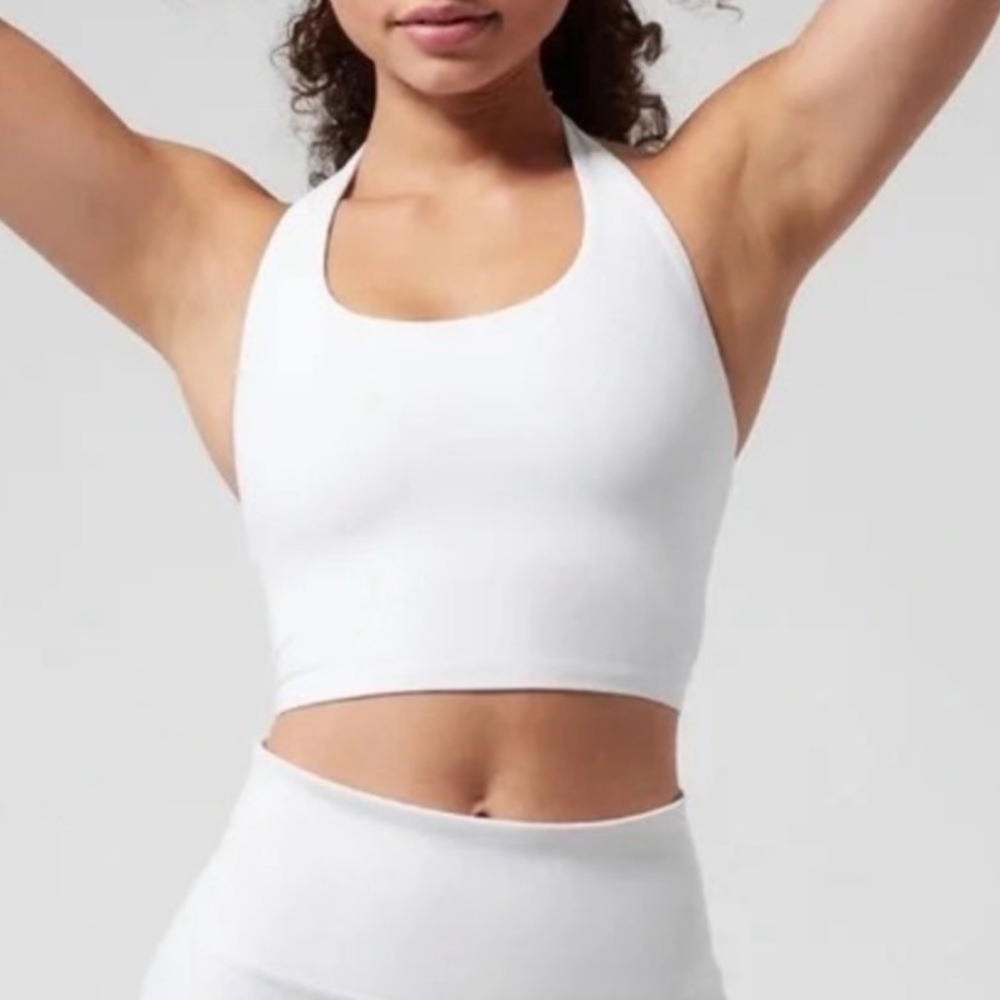 Athleta White Halter Crop Bra Size XS
